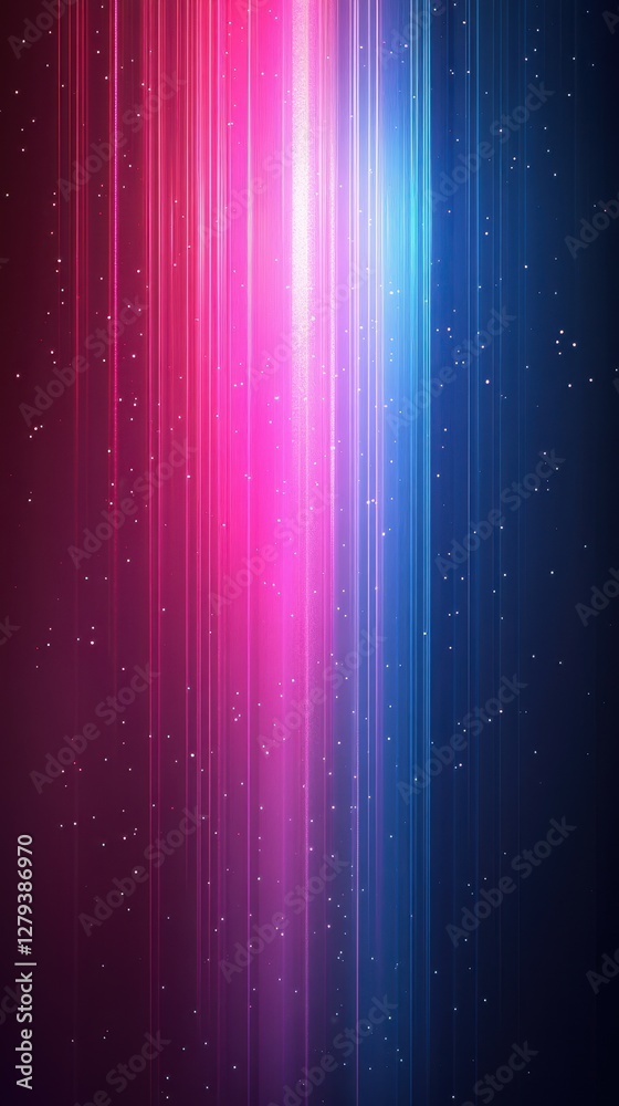 Fototapeta premium Vibrant vertical lights create a stunning cosmic display in an abstract space setting during nighttime