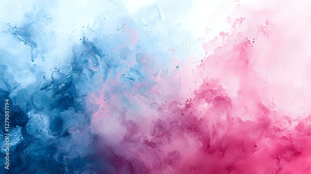 Fototapeta premium Dreamy pink and blue watercolor smoke effect background with soft gradient transitions and ethereal cloud-like formations creates atmospheric mood.