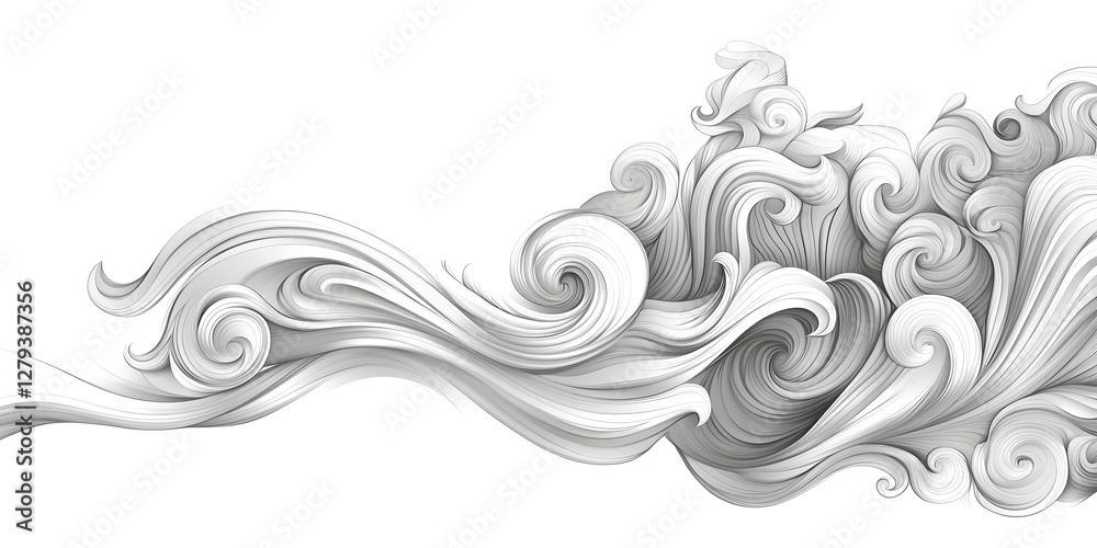 Fototapeta premium White background with a wave pattern. The wave pattern is very detailed and has a lot of detail