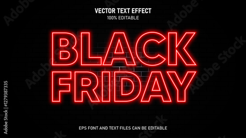 Black friday text style neon editable text effect