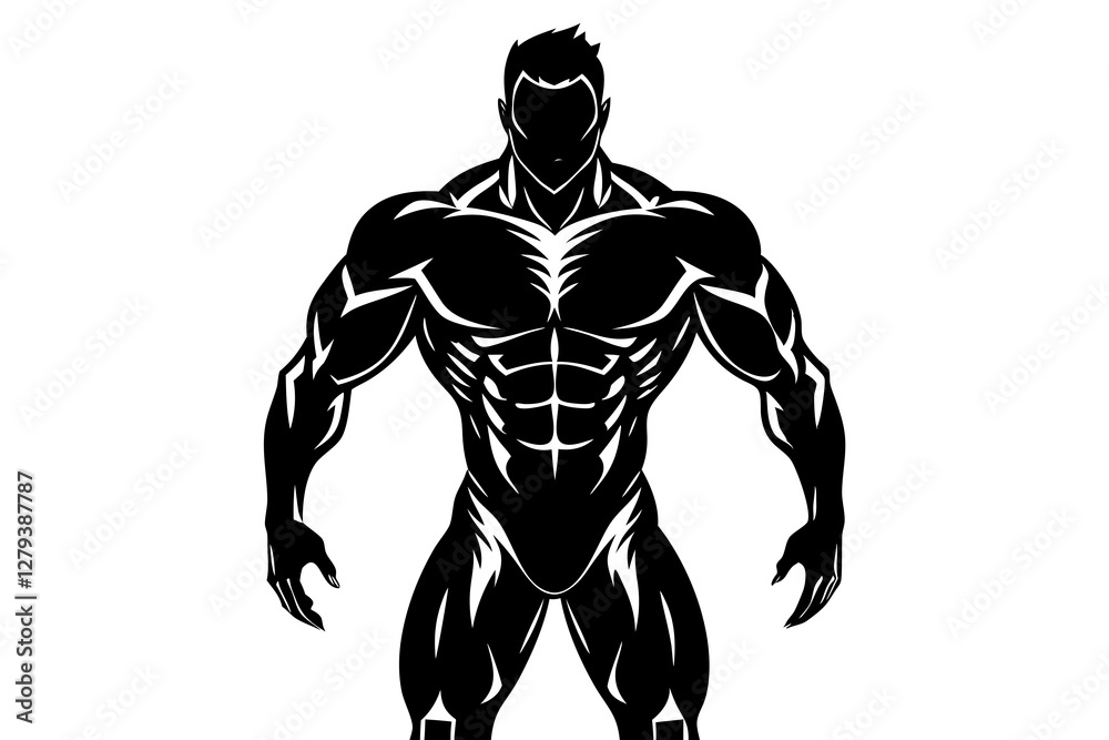 body builder man black silhouette body builder man black silhouette