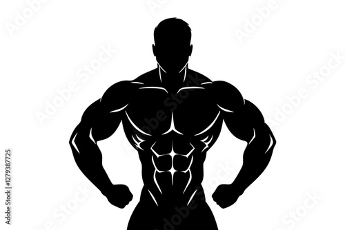 body builder man black silhouette