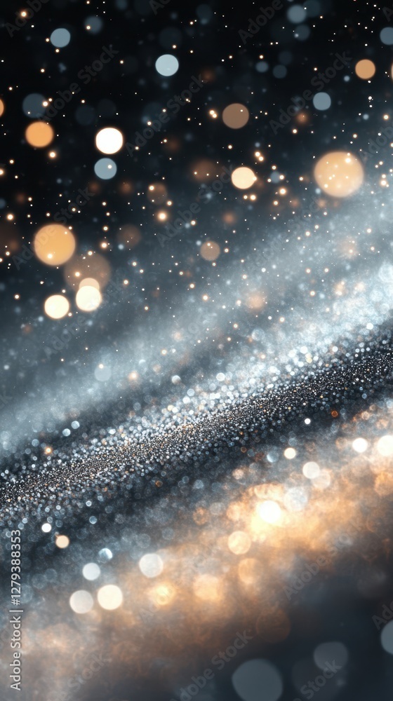 Obraz premium Sparkling particles create a mesmerizing display of light and color in a dark setting