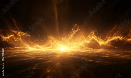 Radiant Golden Light Rays with Geometric Shapes Abstract Background for Inspirational Themes and Futuristic Designs