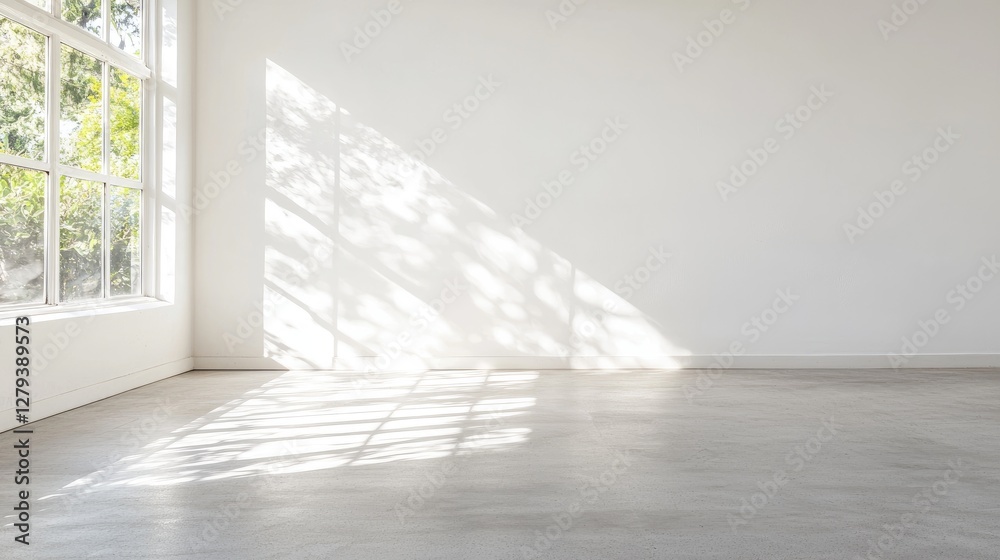Obraz premium Empty bright room with sunlit shadows