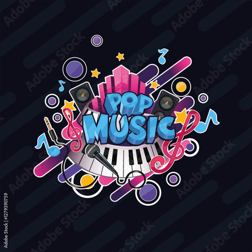 Pop music sticker illustration