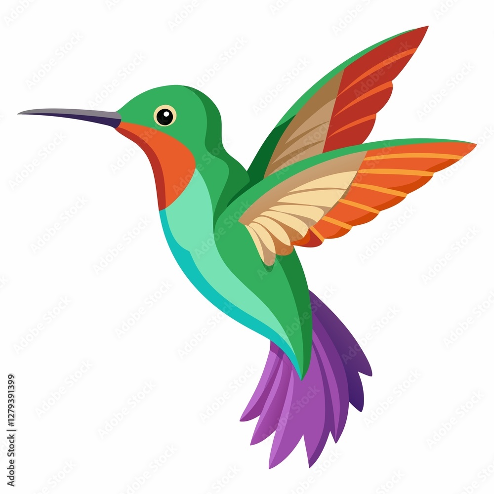 Fototapeta premium hummingbird in flight isolated on white background
