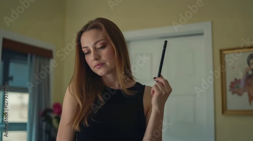 young woman at home with a ...