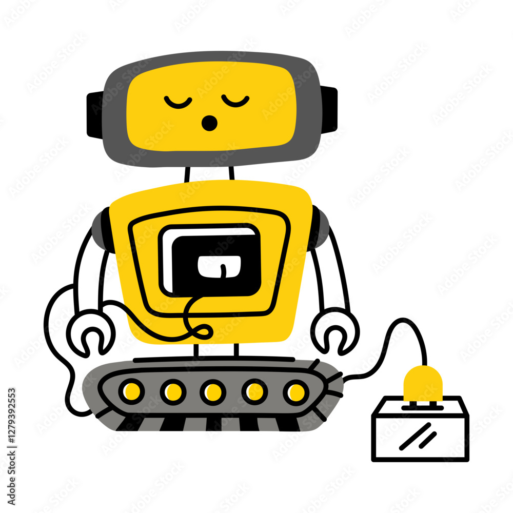 Fototapeta premium Robot changing system illustration in flat style