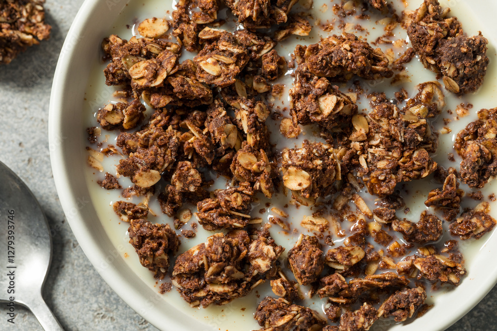 Obraz premium Homemade Healthy Chocolate Granola Breakfast Cereal