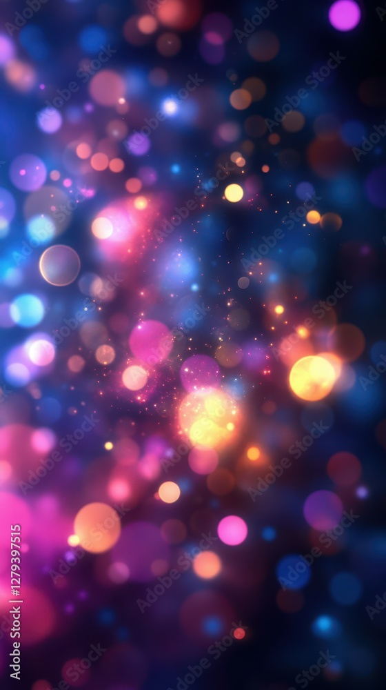 Colorful bokeh lights create a dreamy atmosphere in a vibrant digital backdrop Colorful bokeh lights create a dreamy atmosphere in a vibrant digital backdrop