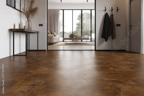 Modern Home Interior with Dark Brown Luxury Vinyl Flooring