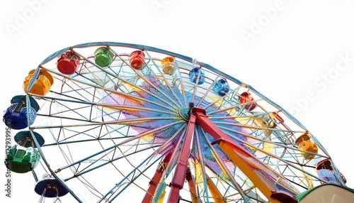 Colorful illuminated ferris wheel set vibrant carnival atmosphere isolated on white backgrou. photo