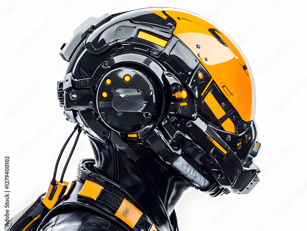 High-Tech Yellow and Black Futuristic Helmet with Advanced Design Features High-Tech Yellow and Black Futuristic Helmet with Advanced Design Features