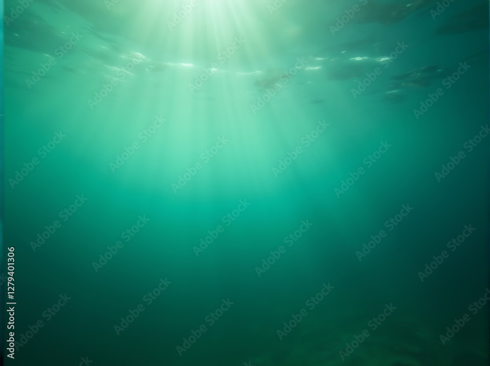 Obraz premium Underwater Sunlight Rays Through Ocean Water