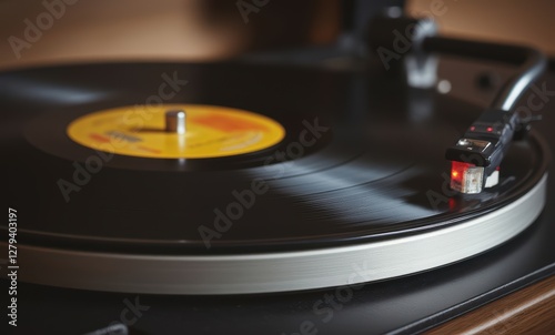 Classic vinyl record spinning on turntable