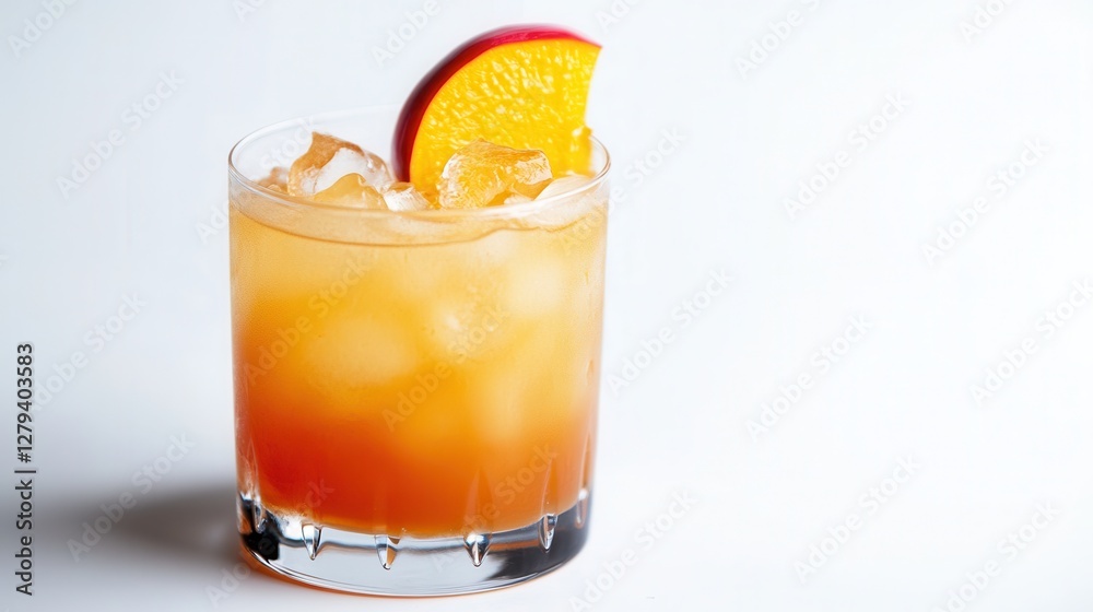 A refreshing glass of orange juice garnished with a vibrant slice of orange, showcasing a delightful beverage perfect for any occasion. A refreshing glass of orange juice garnished with a vibrant slice of orange, showcasing a delightful beverage perfect for any occasion.