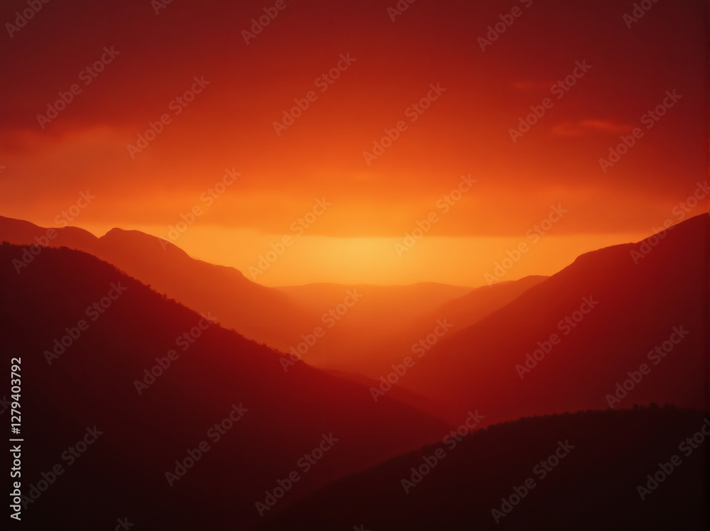 Obraz premium Fiery Mountain Sunset