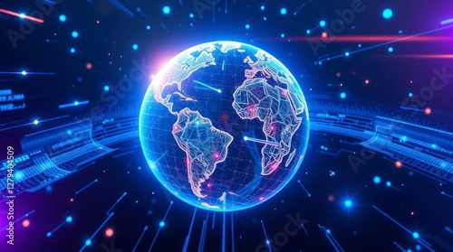 Wallpaper Mural Global Network Digital Earth Sphere Futuristic Technology Torontodigital.ca