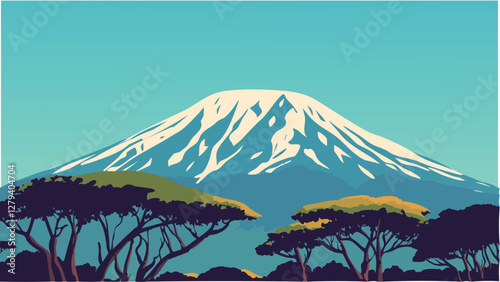 Isometric View of Mount Kilimanjaro .eps