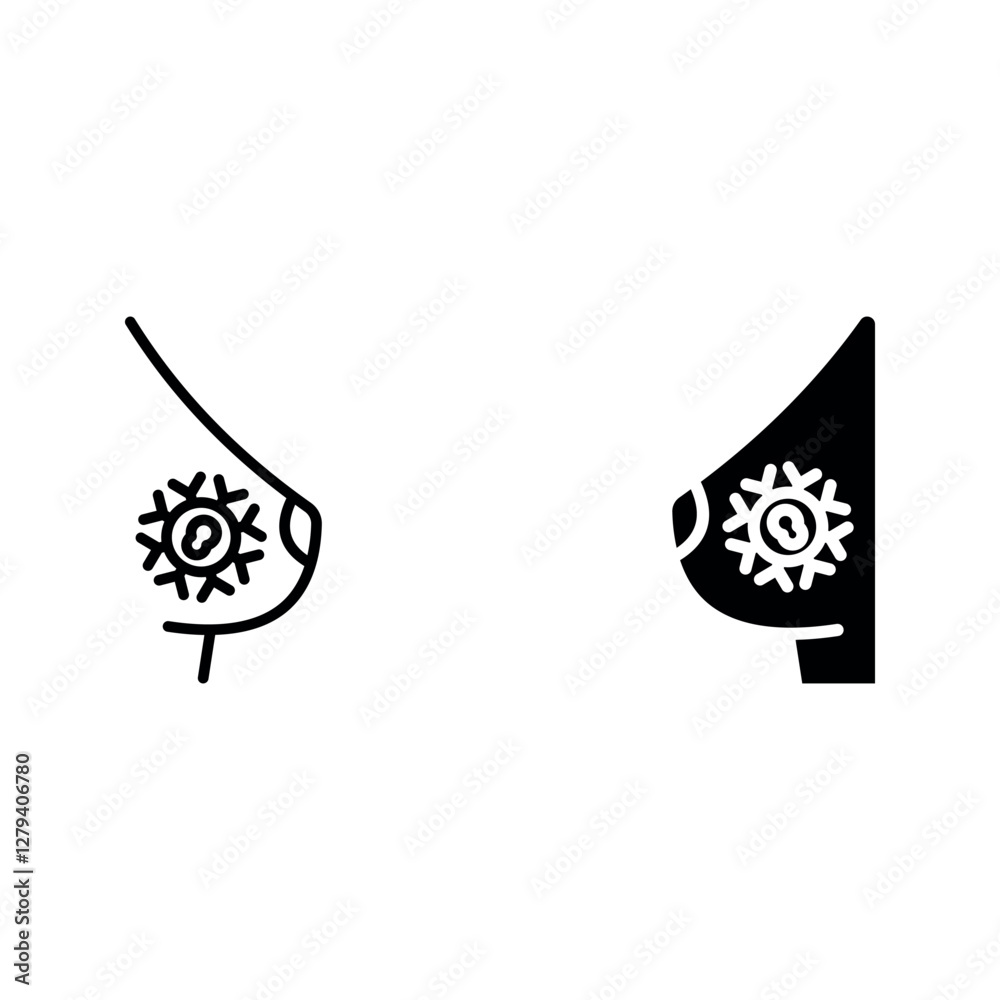 Obraz premium Breast cancer icon set color editable on white background