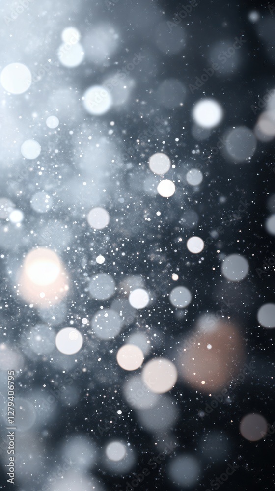 Soft white snowflakes dance in the air during a peaceful winter evening in a quiet neighborhood Soft white snowflakes dance in the air during a peaceful winter evening in a quiet neighborhood