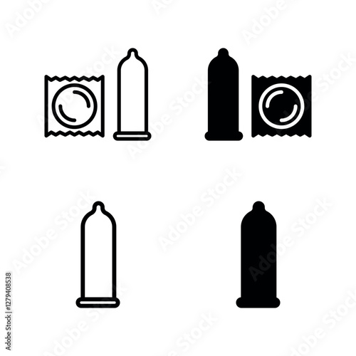 condom package icon set color editable on white background