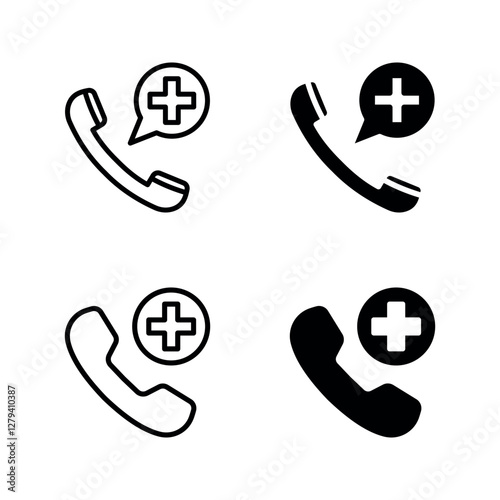 Emergency call filled icon set color editable