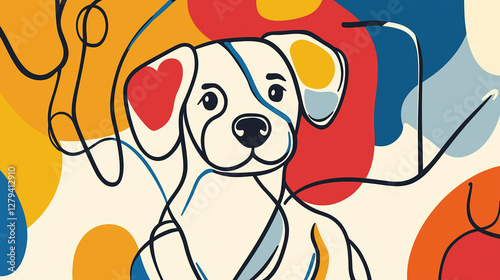 Whimsical Dog Competition Icon with Heart and Timer Symbols