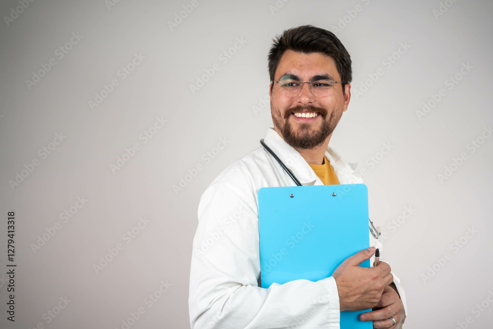 Portrait of confident young doctor on white background Portrait of confident young doctor on white background