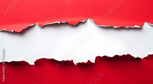 Wallpaper Mural Red Torn Paper Banner with White Space for Text on a Bright Solid Background Torontodigital.ca