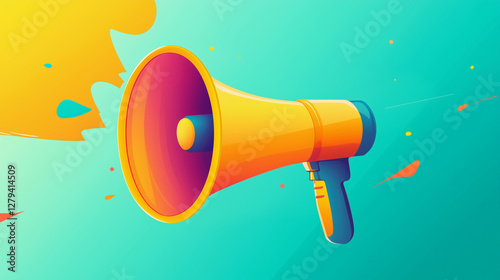 Vibrant Megaphone Illustration for Marketing Campaigns