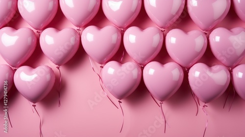 Lovely Pink Heart Balloons: A Romantic Valentine's Day Backdrop