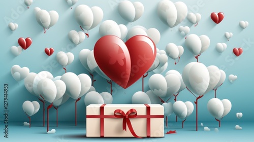 Romantic Valentine's Day Gift with Heart Balloons