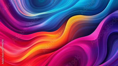 Colorful Wavy Lines Abstract Vector on Black Background