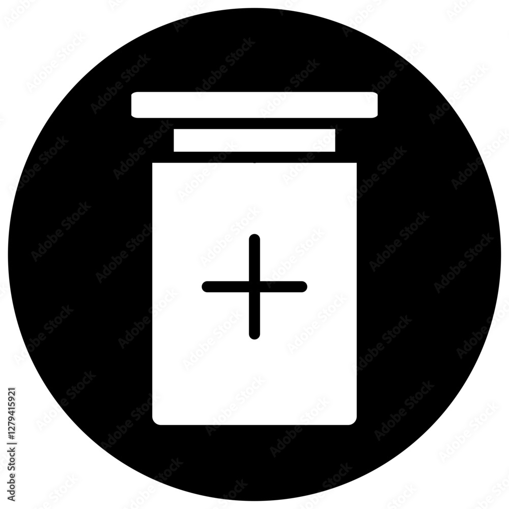 Fototapeta premium Pill Bottle Black Circle Icon