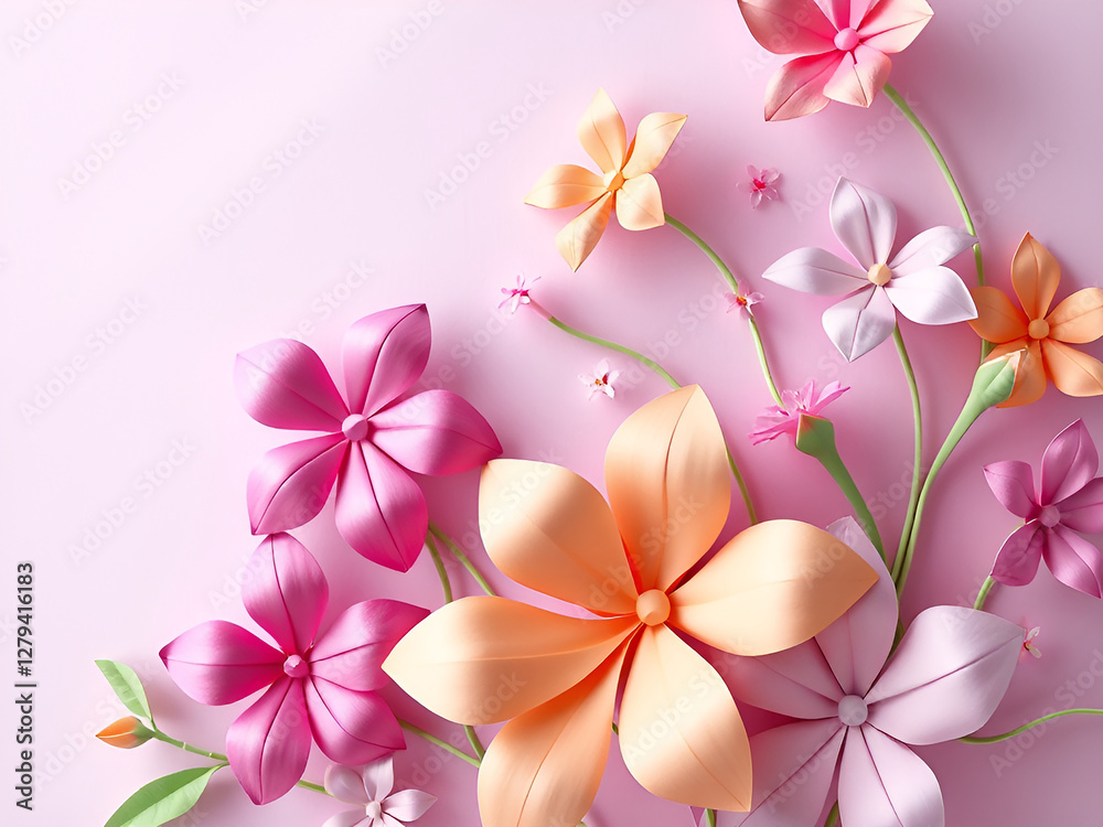 origami flowers on a white background origami flowers on a white background