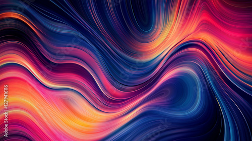 Colorful Abstract Lines on Black Background