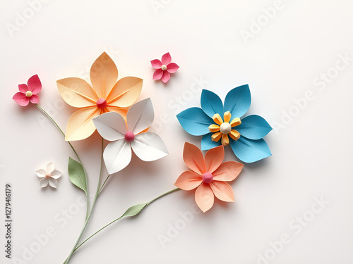 origami flowers on a white background