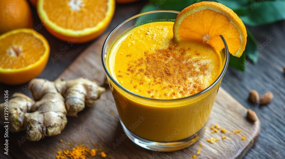 Refreshing Orange Ginger Smoothie with Vibrant Citrus Presentation Refreshing Orange Ginger Smoothie with Vibrant Citrus Presentation