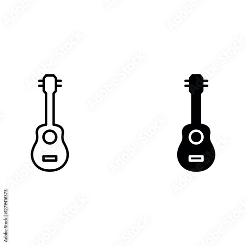 Ukulele icon set color editable on white background