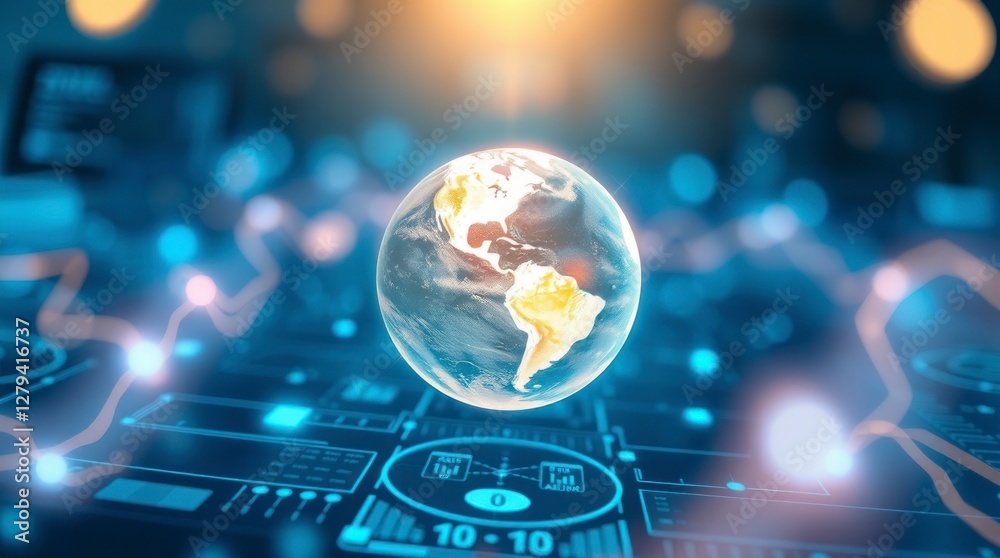 Global Network Technology Digital Earth Globe Image Global Network Technology Digital Earth Globe Image