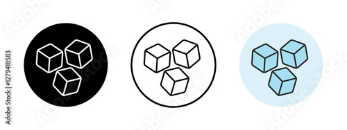 Ice Cube or Sugar cube icon set. Vector Illustration