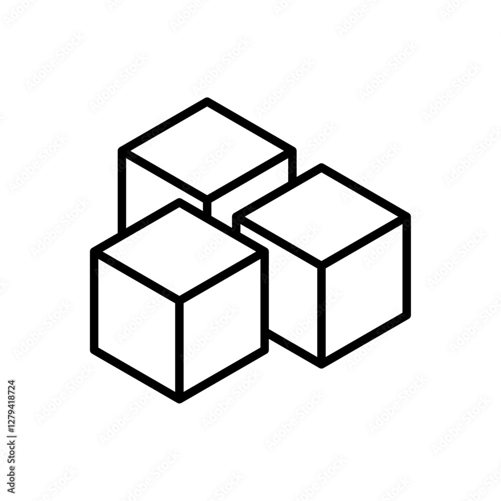Ice Cube or Sugar cube icon set. Vector Illustration Ice Cube or Sugar cube icon set. Vector Illustration