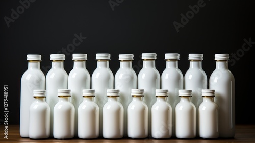 Collection of Elegant White Bottles on Dark Background
