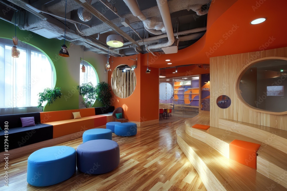 Obraz premium Creative office interior. AI generated illustration.