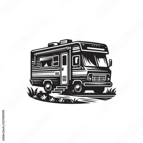 RV (Recreational Vehicle) silhouette design Vector (2).eps