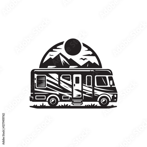 RV (Recreational Vehicle) silhouette design Vector (4).eps