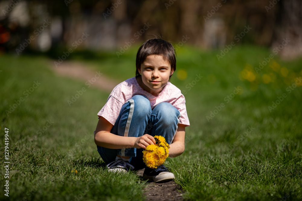 Portrait of little adorable girl walking in park Portrait of little adorable girl walking in park