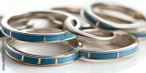 Stacked Turquoise Rings on White Background photo